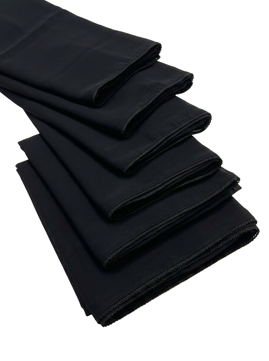Black Soft Plain Chadar with Japanese Pico — image 1